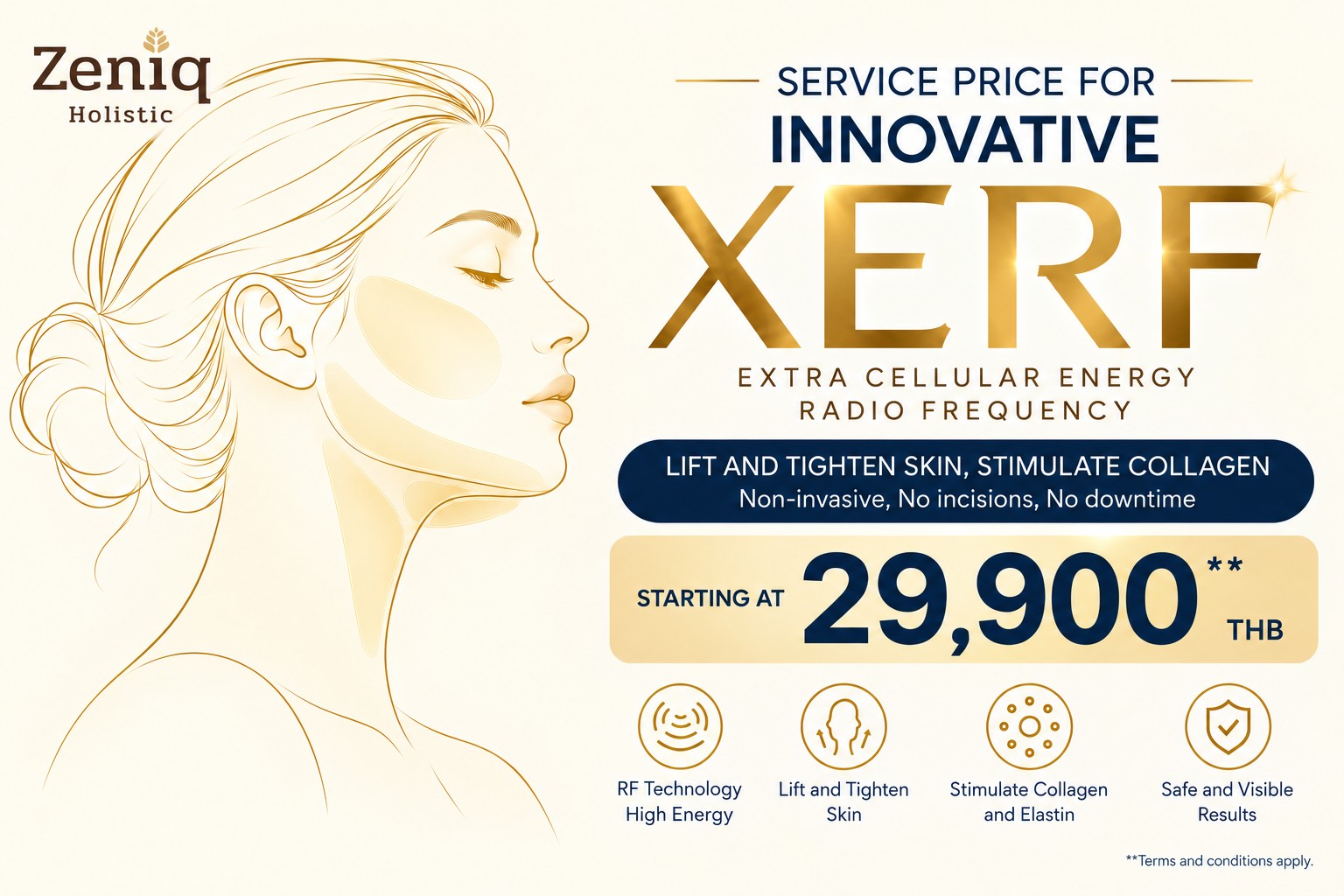 XERF innovative facial lifting and skin rejuvenation promotion, starting at 29,900 THB at Zeniq Holistic